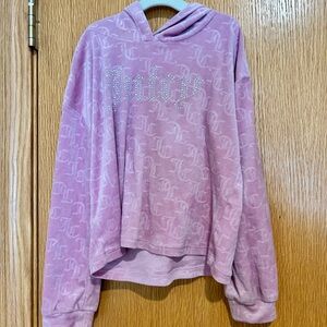 Juicy Couture Lavender Velour V-Neck Hoodie with Crystal Logo